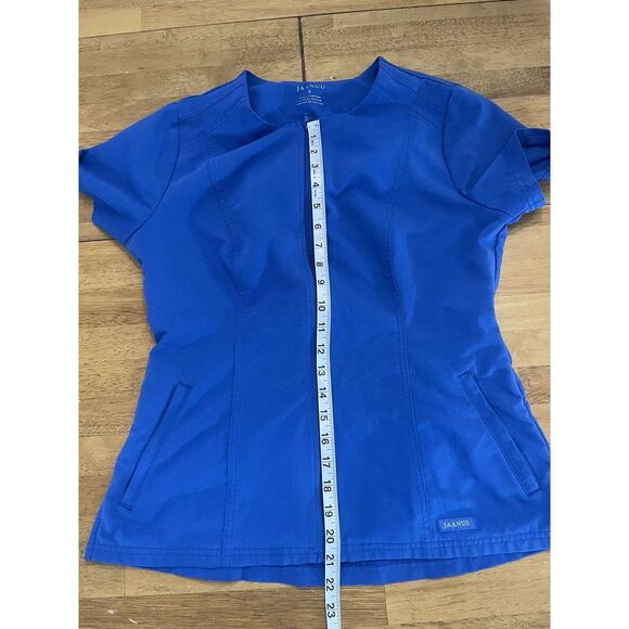 Jaanuu Princess Full Zip Scrub Top in Royal Blue Size Small - Picture 3 of 9
